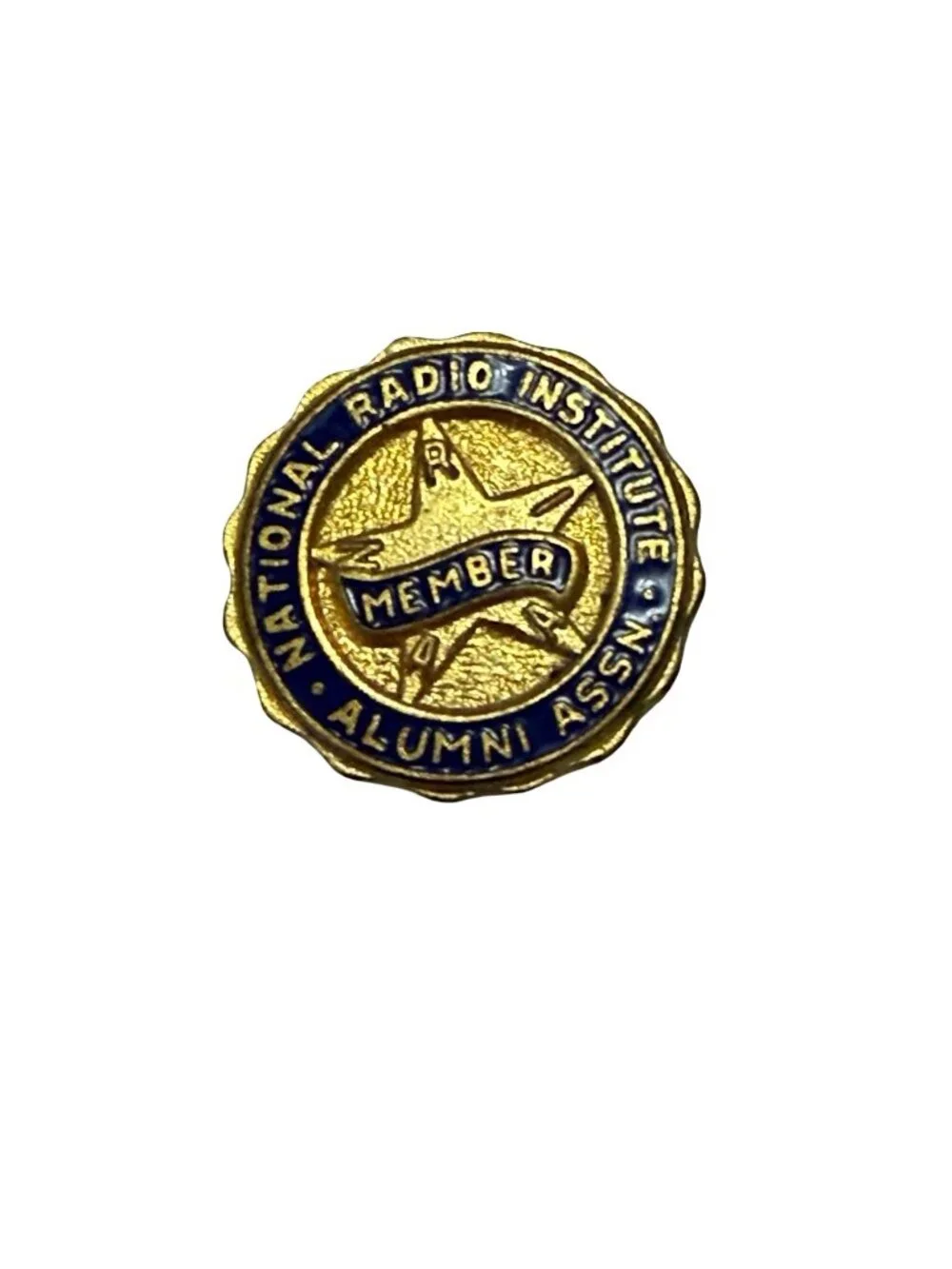 Vintage National Radio Institute Alumni Association Member Lapel Pin Gold Tone B